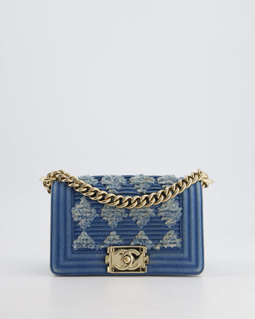 *HOT* Top Quality Chanel Blue Small Boy Bag in Denim with Champagne Gold Hardware
