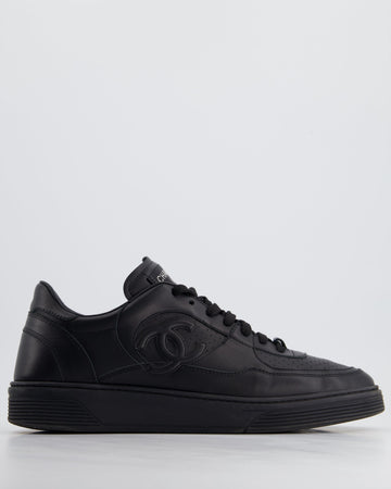 Top Quality Chanel Black 23A Leather Sport Runner Lace Up Men's Sneaker with CC Logo Detail Size EU 45