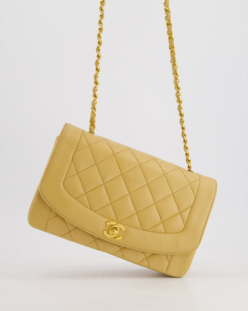 Top Quality Chanel   Single Flap Diana Bag in Beige Lambskin Leather With 24K Gold Hardware