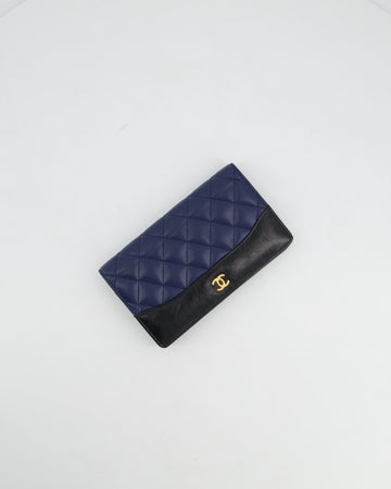 Top Quality Chanel Navy Gabrielle CC Yen Wallet with Gold Hardware