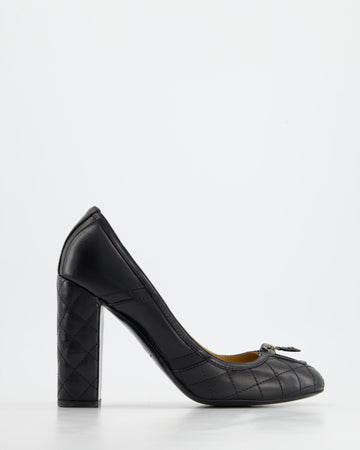*FIRE PRICE* Top Quality Chanel Black Round Toe Heels with Quilted Leather & Zip Details Size EU 40.5