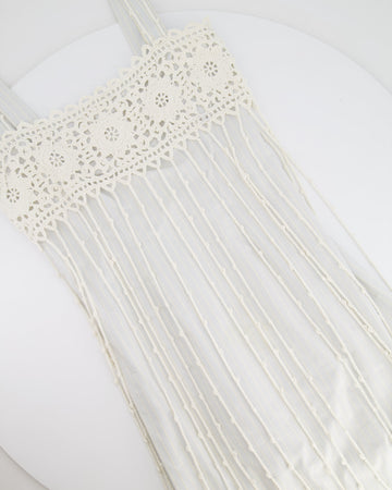 Top Quality Chanel Light Blue Striped Mini Dress with White Crochet Detailings Size FR 36 (UK 8)