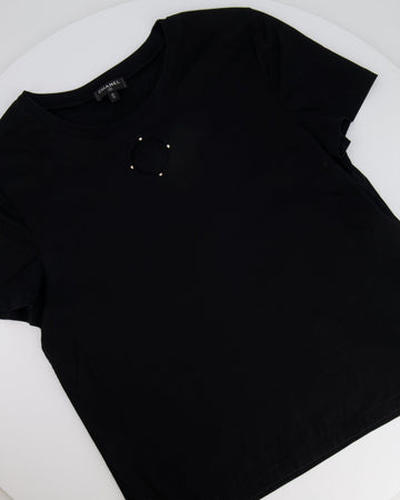 Top Quality Chanel 20S Black T-Shirt with Cut-Out Front Detailing Size FR 34/36 (UK 6/8) RRP ¬£1,450