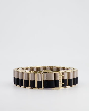 Top Quality Chanel Fall 2004   Black and Bronze Links Belt with Gold Hardware Size 85cm