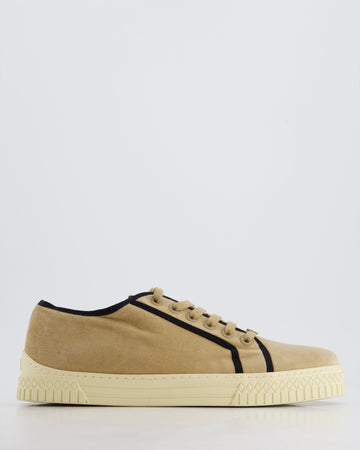 Top Quality Chanel Beige Velvet Trainers with Black Trim EU 40