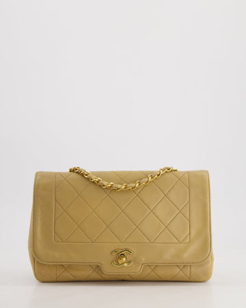 Top Quality Chanel   Beige Diana Flap Bag in Lambskin Leather with 24K Gold Hardware