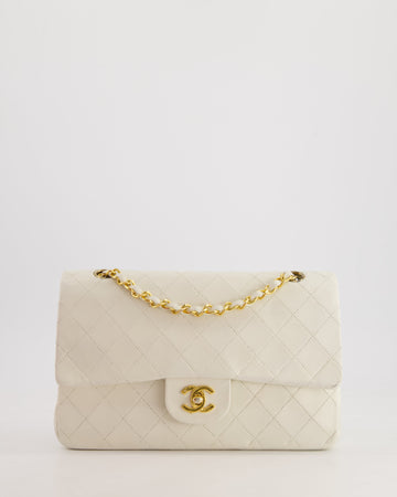 *FIRE PRICE* Top Quality Chanel   White Medium Classic Double Flap Bag in Lambskin Leather with 24K Gold Hardware