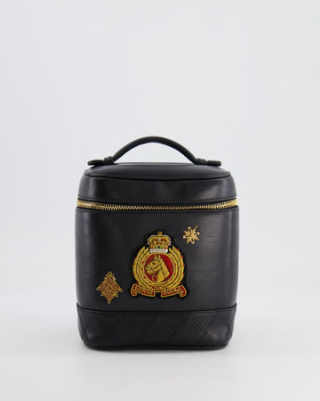 Top Quality Chanel   Black Lambskin Leather Embroidered Vanity Bag with 24K Gold Hardware