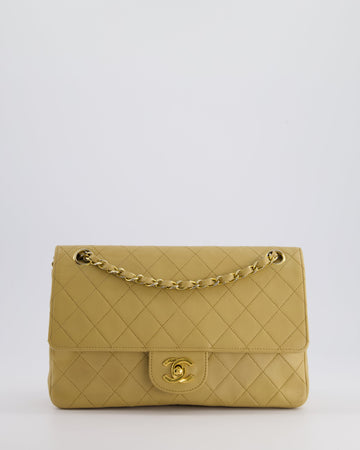 *FIRE PRICE* Top Quality Chanel   Chai Beige Classic Medium Stitched Edge Double Flap Bag in Lambskin Leather with 24K Gold Hardware