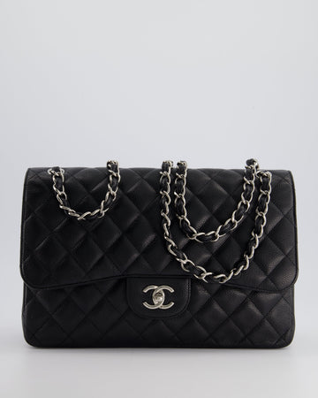 Top Quality Chanel Black Jumbo Classic Double Flap Bag in Caviar Leather with Silver Hardware