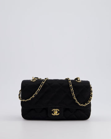 *HOT* Top Quality Chanel Satin Black Single Mini Flap Bag with Champagne Gold Hardware