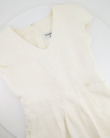 Top Quality Chanel White Mini Dress With Floral Sequin Detail Size FR 42 (UK 14)