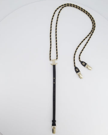 Top Quality Chanel Leather and Silver Chain Suspenders With CC Logo Detail