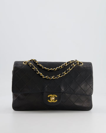 Top Quality Chanel   Black Medium Classic Double Flap Bag in Lambskin Leather with 24K Gold Hardware