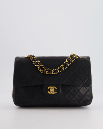 Top Quality Chanel   Black Medium  Classic Double Flap Bag in Lambskin Leather with 24K Gold Hardware