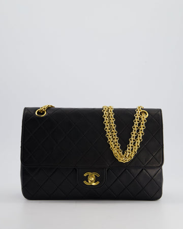 Top Quality Chanel Black   Medium Lambskin Classic Flap with Stitched Edge and 24K Gold Hardware