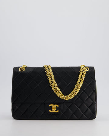 Top Quality Chanel Black   Medium Lambskin Classic Flap with Stitched Edge and 24K Gold Hardware