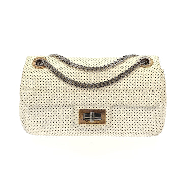 Top Quality Chanel 2.55 Shoulder Bag in White Leather