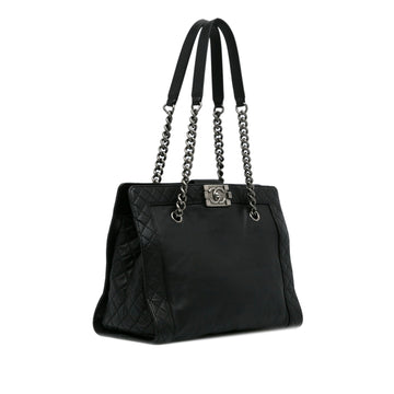 Black Top Quality Chanel Medium Calfskin Boy Reverso Shopping Tote