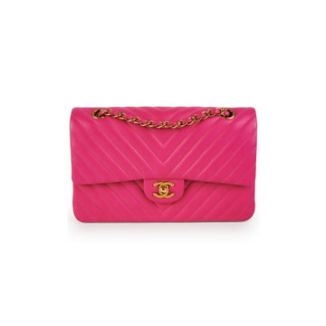Top Quality Chanel Medium Classic Flap Chevron Lambskin Pink