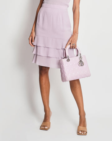 *HOT  * Top Quality Chanel   98C Lilac Tiered Midi Skirt Size FR 38 (UK 10)