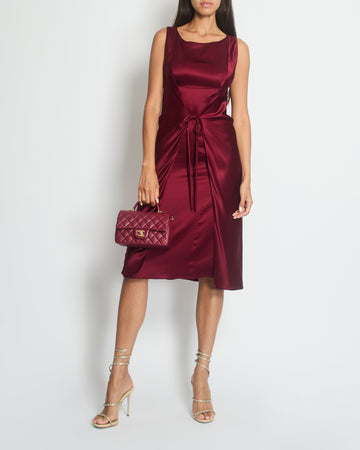 Top Quality Chanel   98A Burgundy Silk Wrap Dress Size FR 38 ( UK 10)