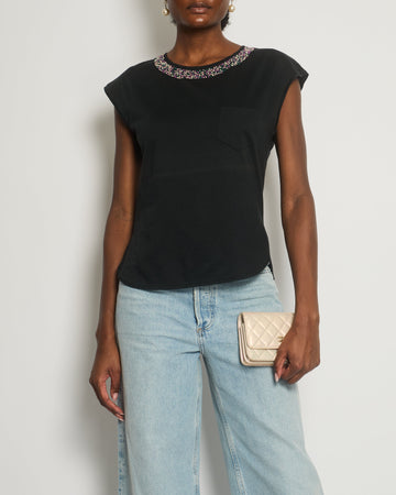 *FIRE PRICE* Top Quality Chanel Black Top with Collar Embellishment and CC Logo Detail Size FR 38 (UK 10)