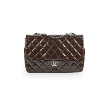 Top Quality Chanel Jumbo Patent Brown Shoulder Bag
