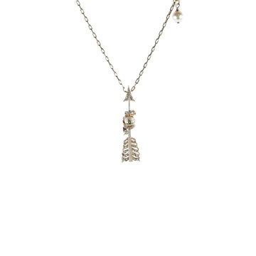 Top Quality Chanel Crystal Pearl Arrow Necklace Costume Jewellery