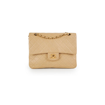 Top Quality Chanel   Square Double Flap Beige Lambskin - Series 1