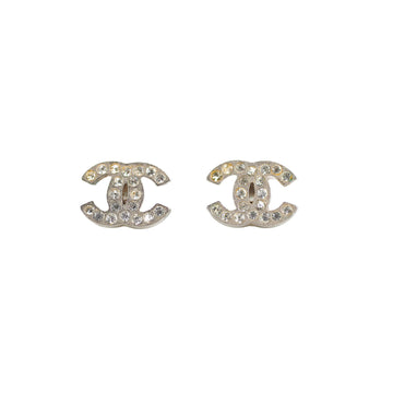 Top Quality Chanel Coco Logo Rhinestone Silver Earrings Costume Jewellery