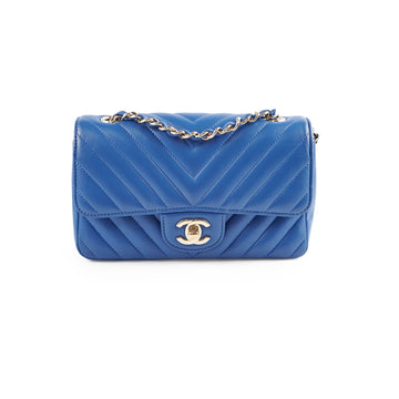 Top Quality Chanel Mini Rectangular Classic Chevron Lambskin Blue 27 series