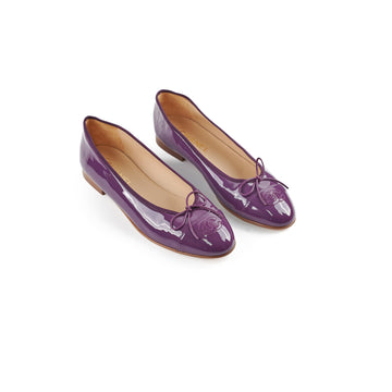 Top Quality Chanel Purple Patent Leather Bow Ballet Flats 40C
