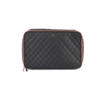 Top Quality Chanel Quilted Laptop Zipper Case Black