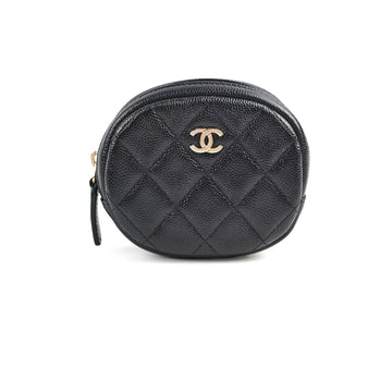 Top Quality Chanel Caviar Round Coin Purse Black