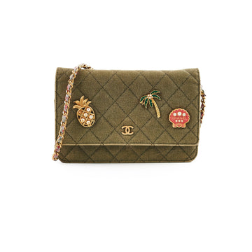 Top Quality Chanel Wallet On Chain WOC Khaki Denim