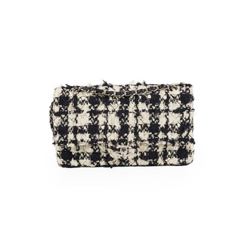 Top Quality Chanel Classic Flap M/L Tweed Sequin Black
