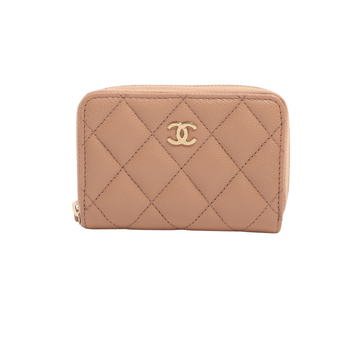 Top Quality Chanel Zipper Caramel Card Case (microchipped)
