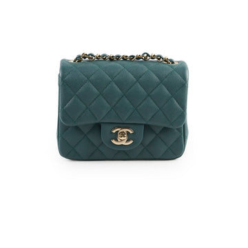Top Quality Chanel Caviar Mini Square Flap Turquoise Series 24