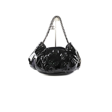 Top Quality Chanel Camelia Patent Leather Tote Bag Black