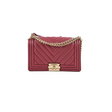 Top Quality Chanel Caviar Old Medium Boy Bag Burgundy