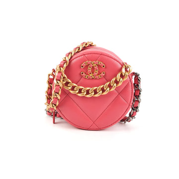 Top Quality Chanel 19 Lambskin Round Pink