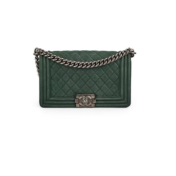 Top Quality Chanel Old Medium Boy Oliver Green