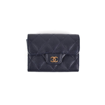 Top Quality Chanel Navy Caviar Cardholder