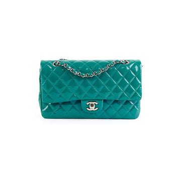 Top Quality Chanel Quilted Patent Medium Large Classic Flap Teal