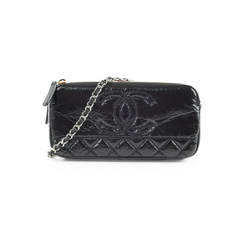 Top Quality Chanel Double Zip Wallet On Chain WOC Black