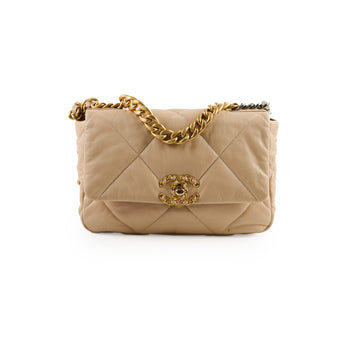 Top Quality Chanel 19 Small Beige Lambskin Crossbody Bag Series 30