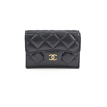 Top Quality Chanel Caviar Tri-Fold Wallet Black