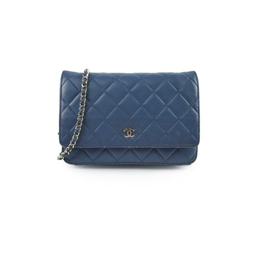 Top Quality Chanel Wallet On Chain WOC Blue Lambskin Crossbody Bag