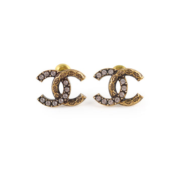 Top Quality Chanel CC Crystal/Gold Earrings Costume Jewel